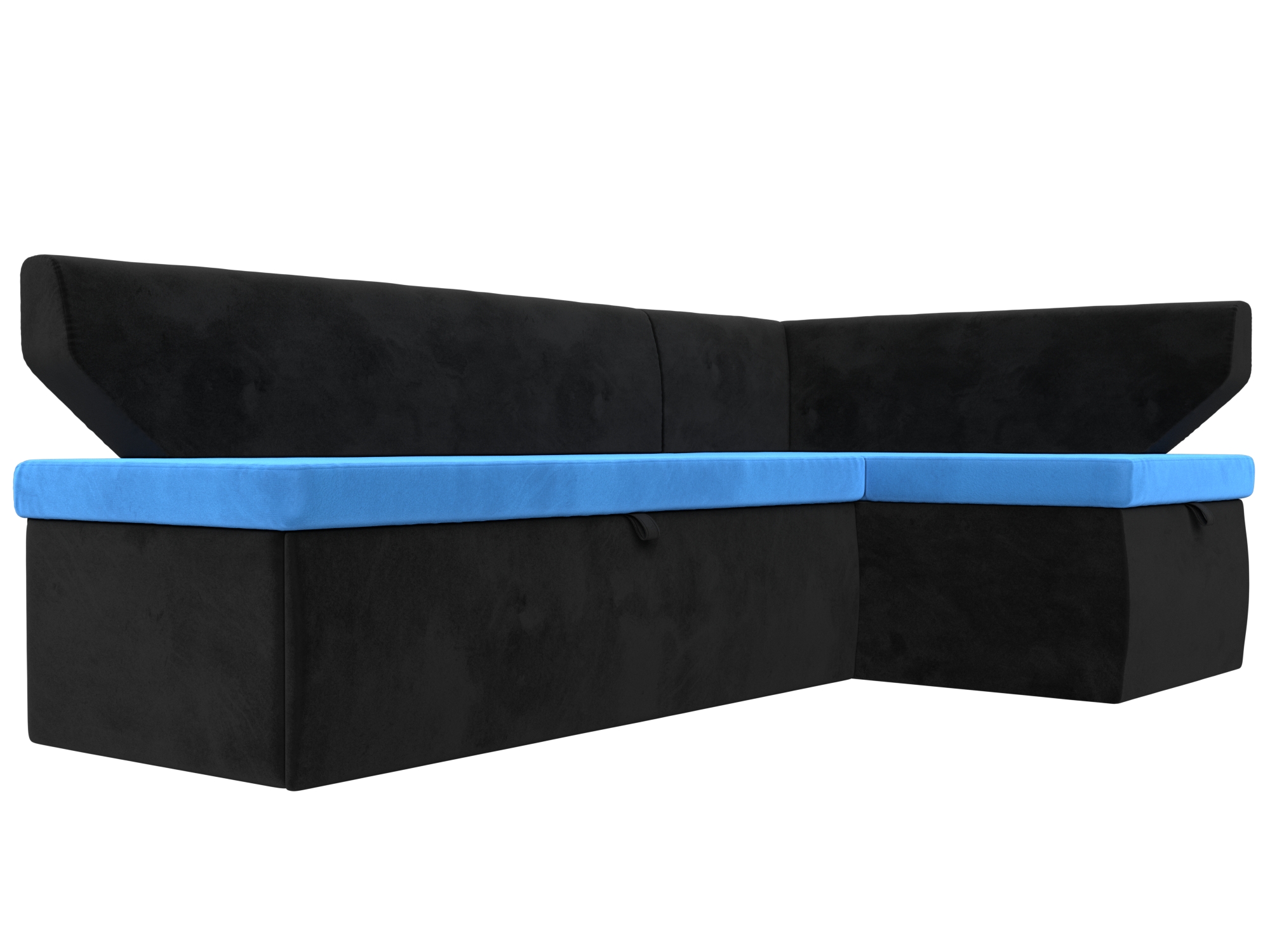 Кухонный угловой диван Омура правый угол (Голубой\Черный)