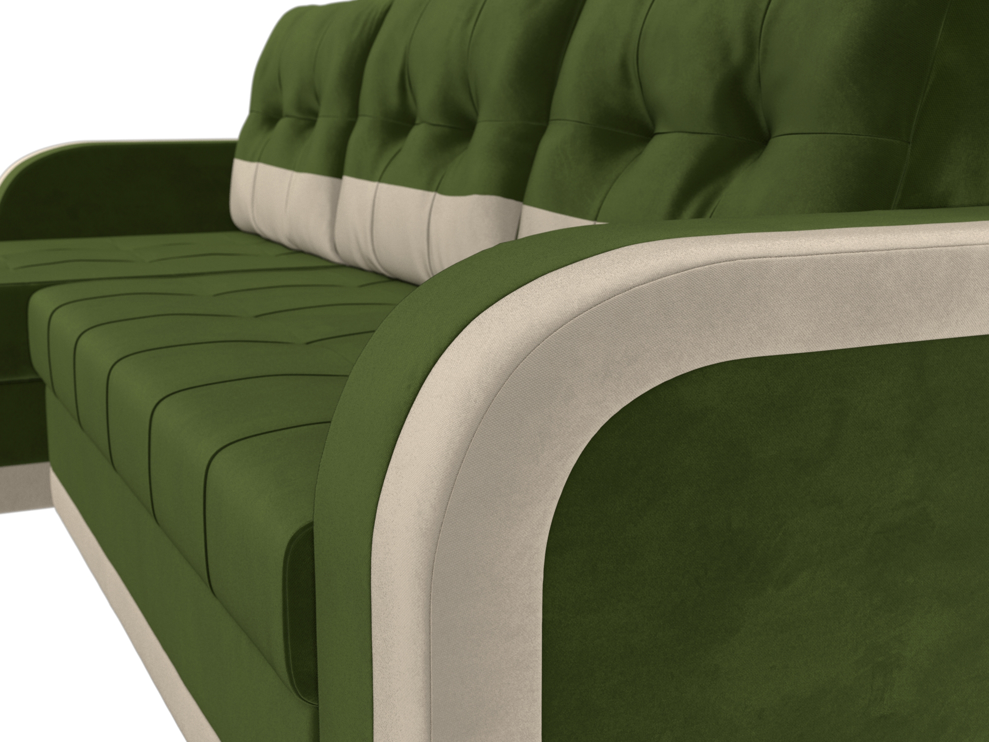 Угловой диван Марсель левый угол (Зеленый\Бежевый)