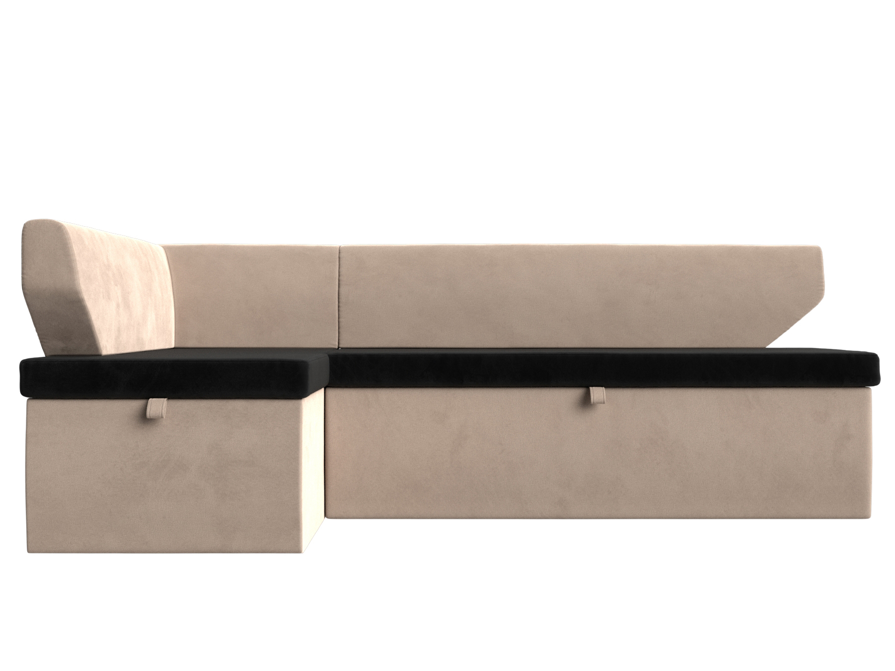 Кухонный угловой диван Омура левый угол (Черный\Бежевый)