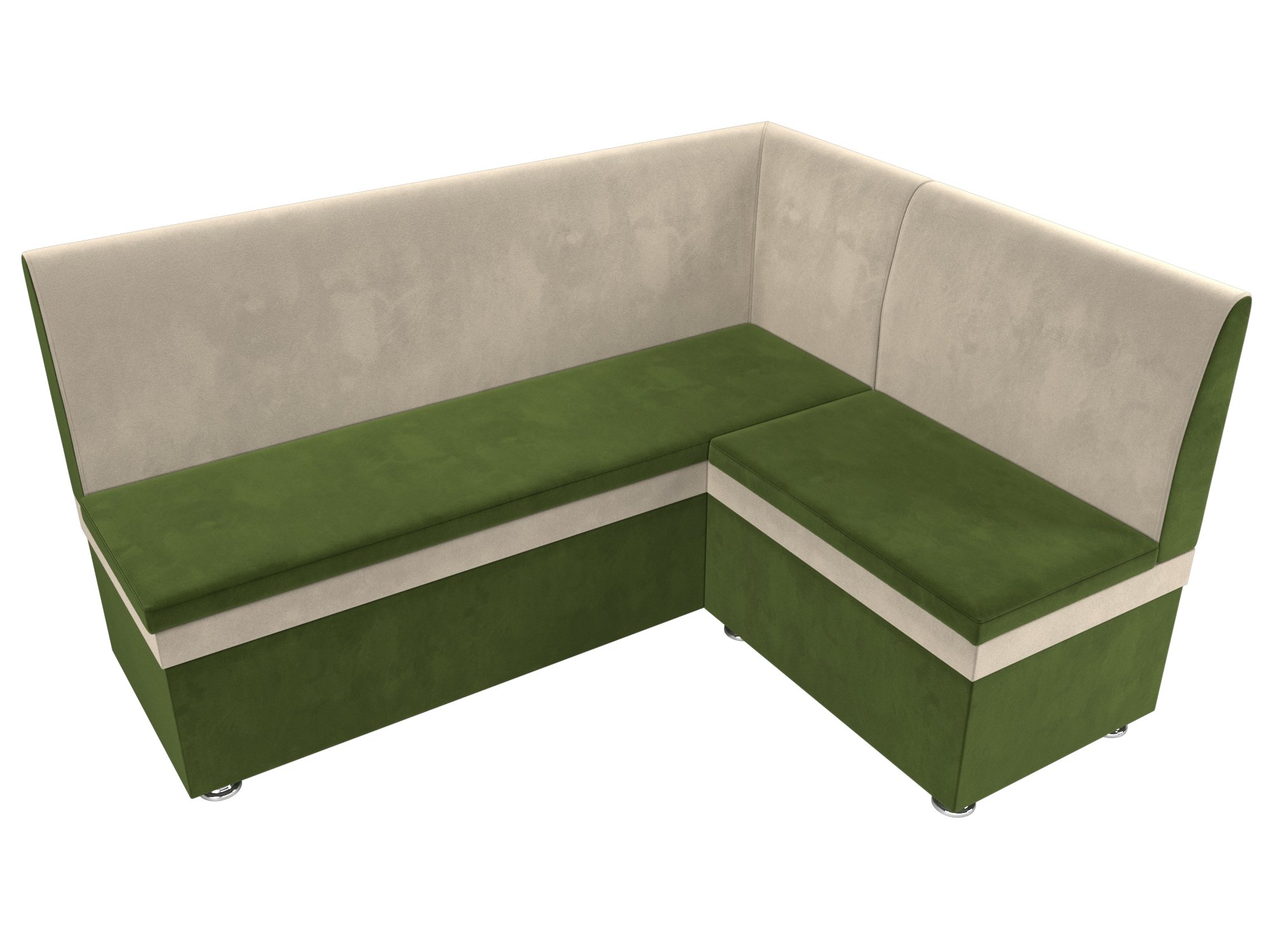 Кухонный угловой диван Уют правый угол (Зеленый\Бежевый)