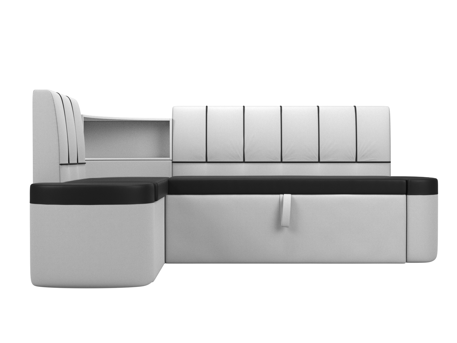 Кухонный угловой диван Тефида левый угол (Черный\Белый)