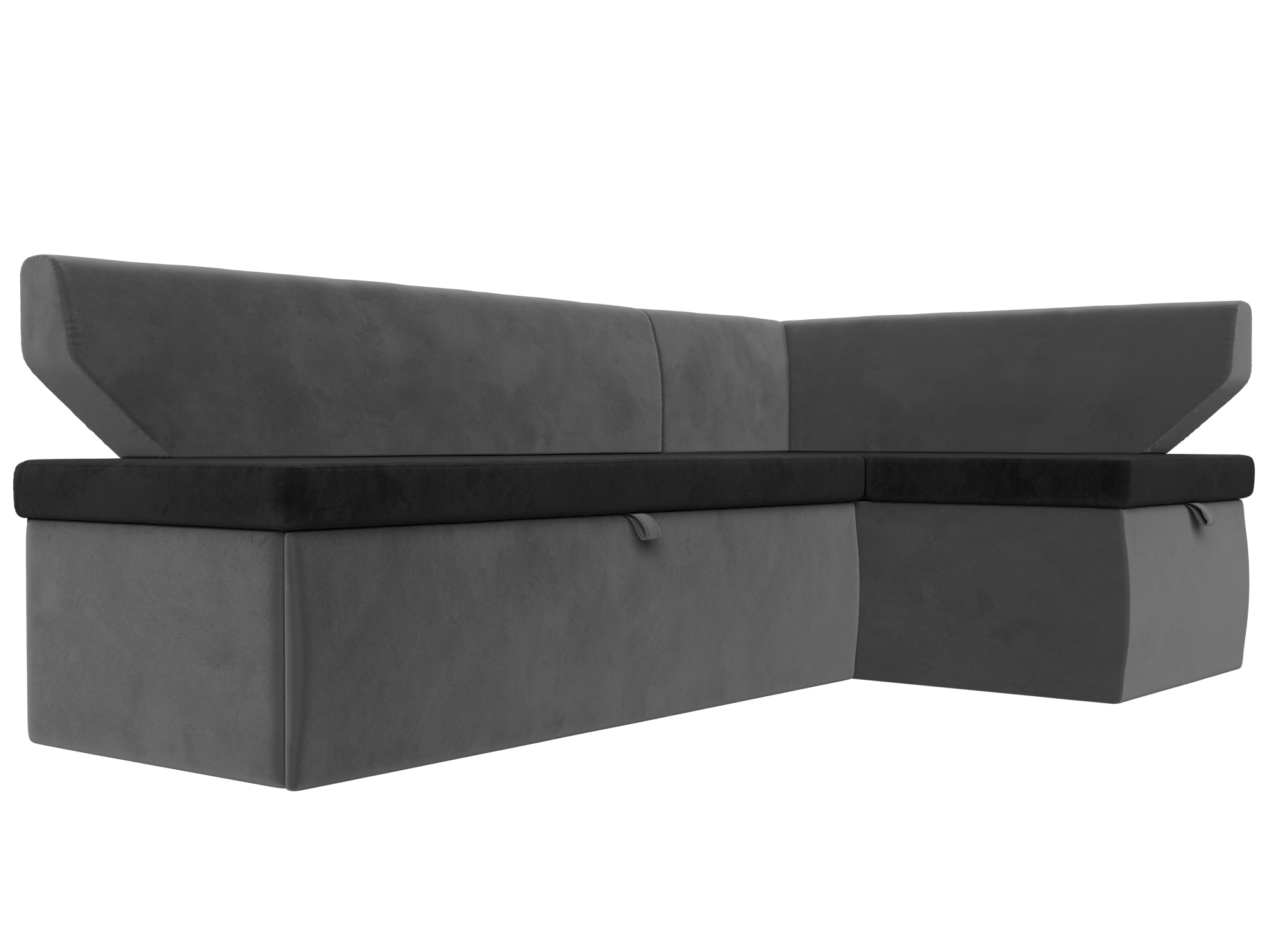 Кухонный угловой диван Омура правый угол (черный\серый)