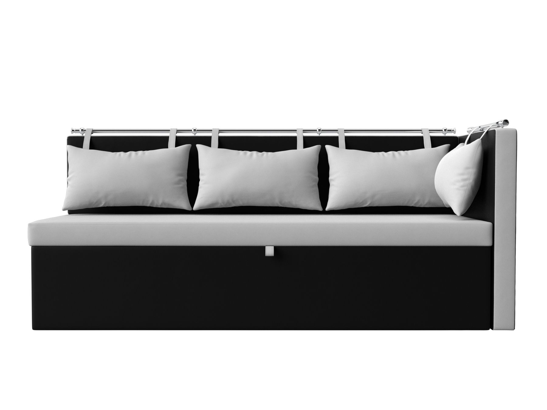 Кухонный диван Метро с углом справа (Белый\Черный)