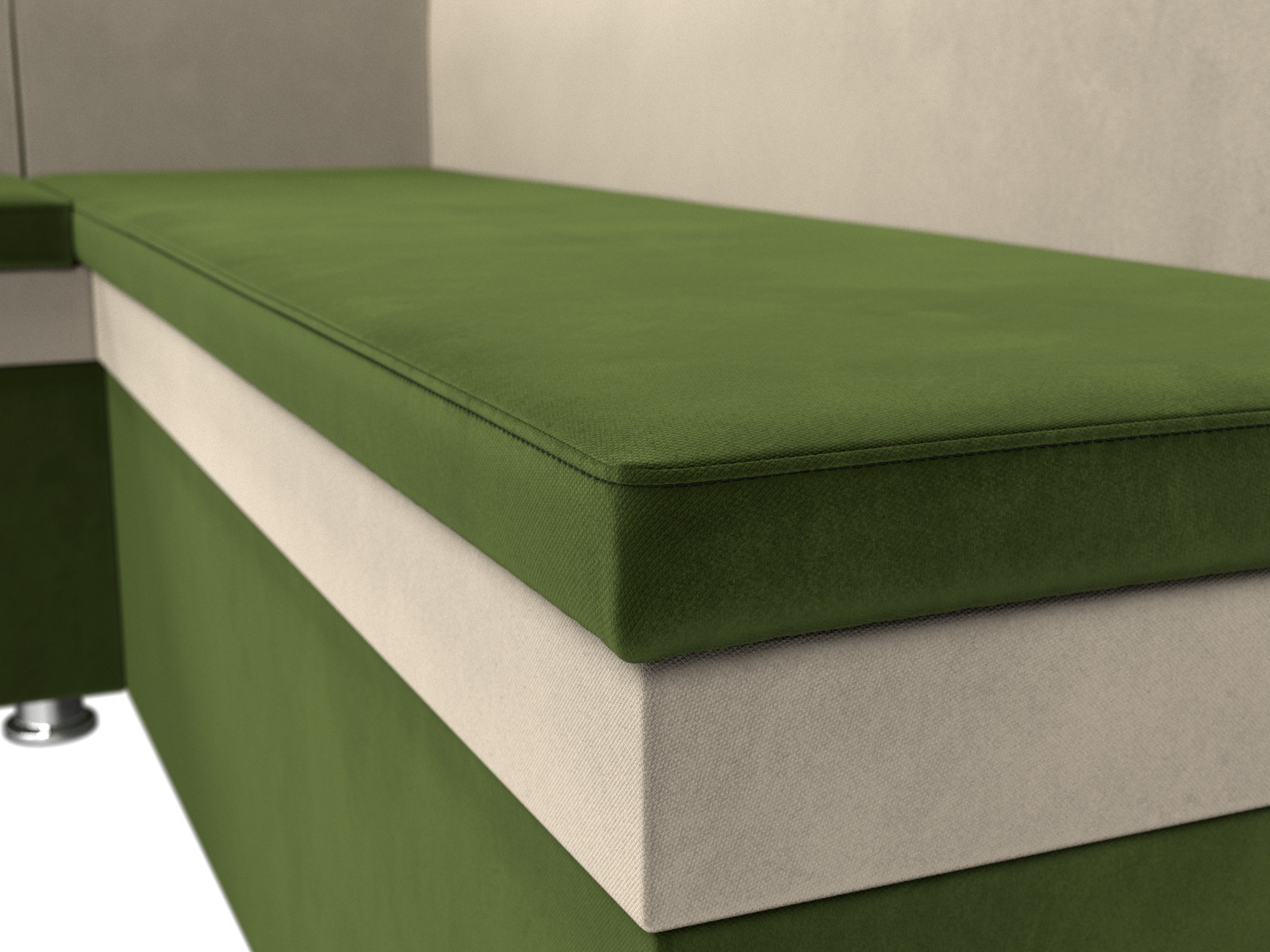 Кухонный угловой диван Уют левый угол (Зеленый\Бежевый)