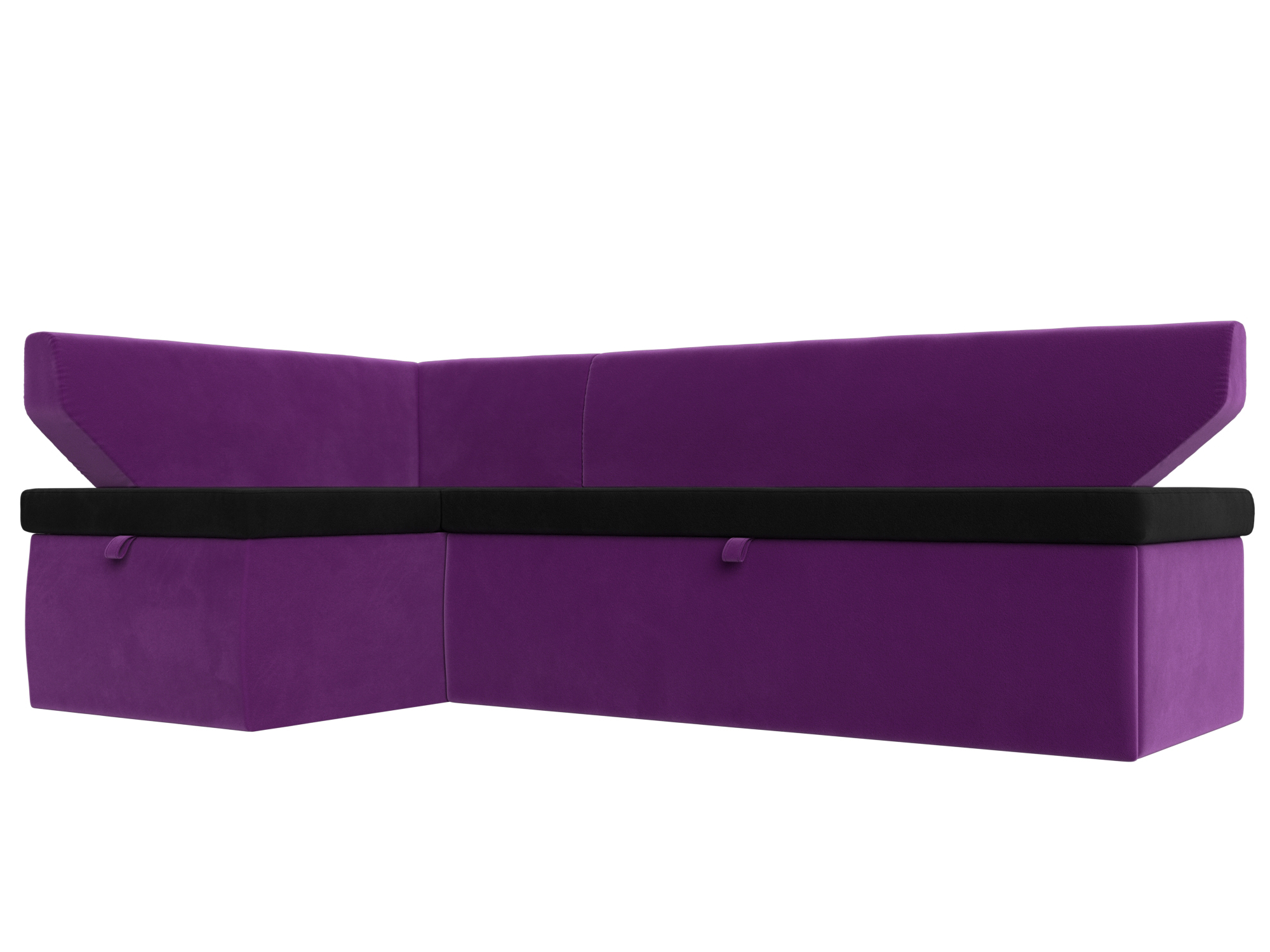 Кухонный угловой диван Омура левый угол (Черный\Фиолетовый)