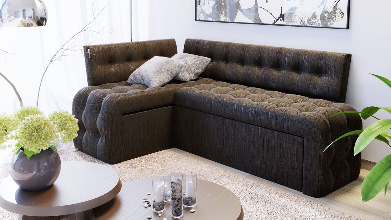 Кухонный диван Манчестер со спальным местом, коричневый