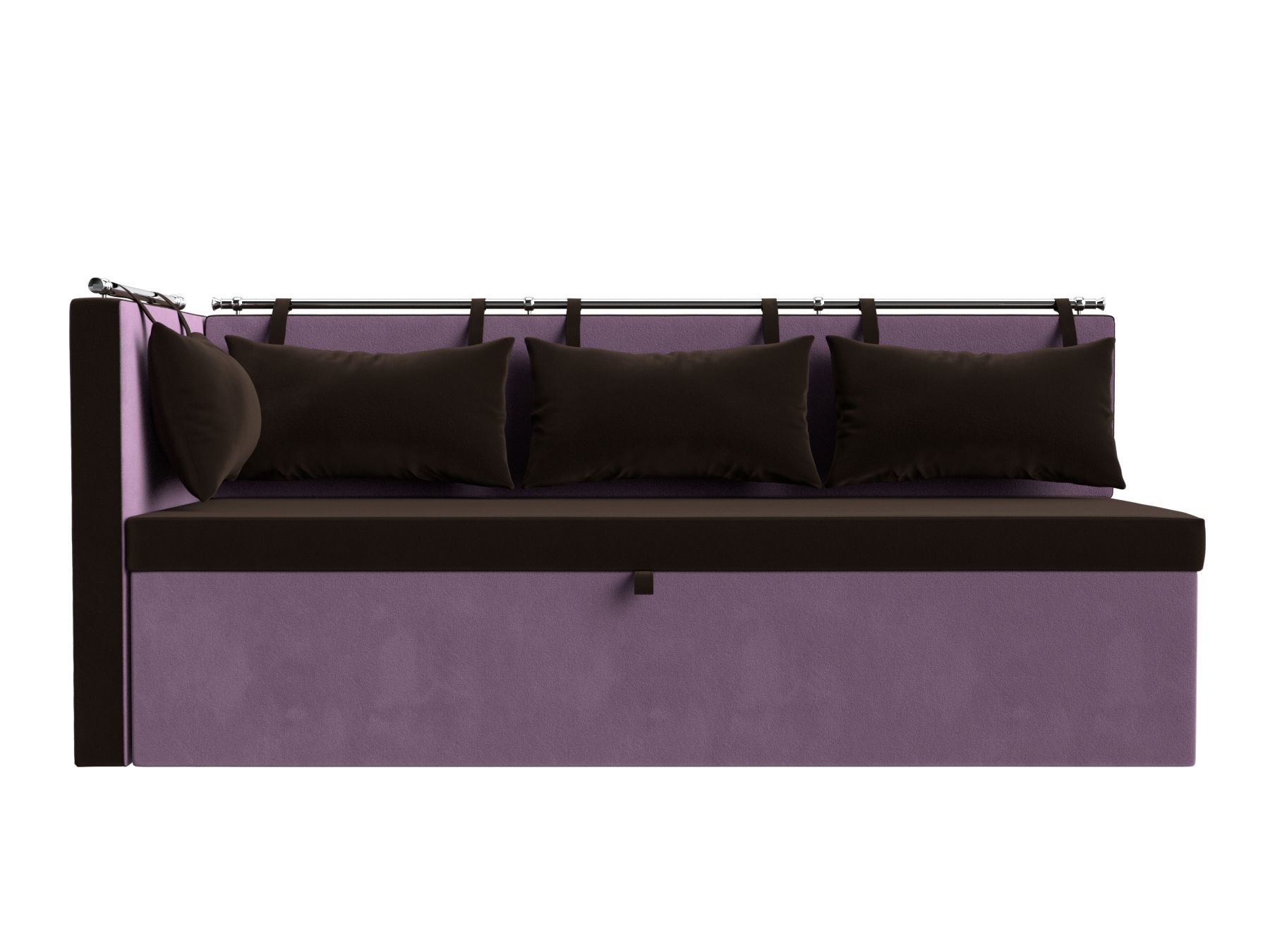 Кухонный диван Метро с углом слева (Коричневый\Сиреневый)