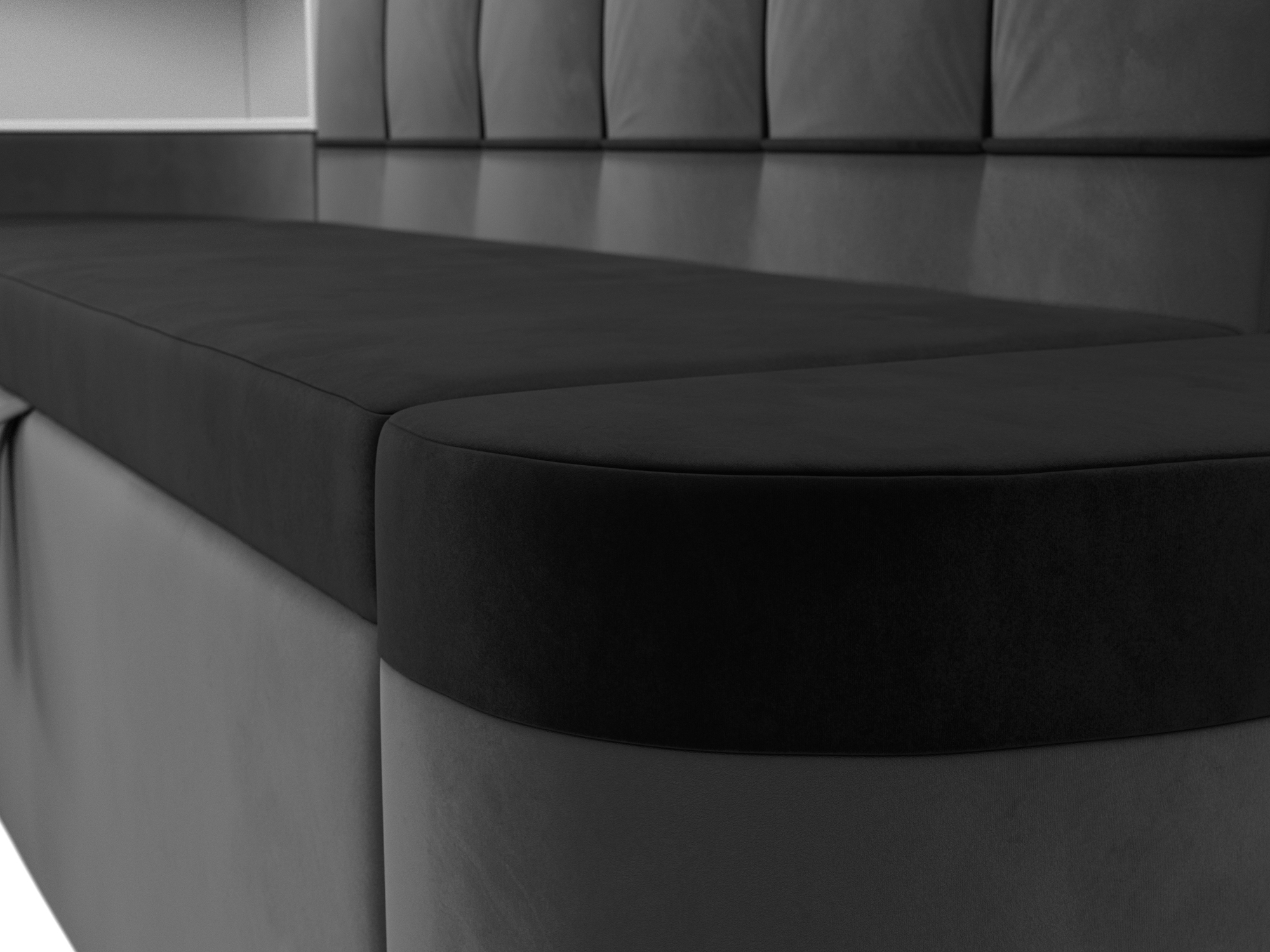 Кухонный угловой диван Тефида левый угол (черный\серый)