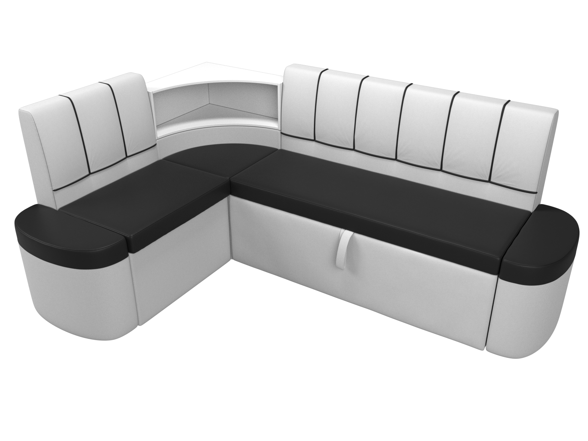 Кухонный угловой диван Тефида левый угол (Черный\Белый)