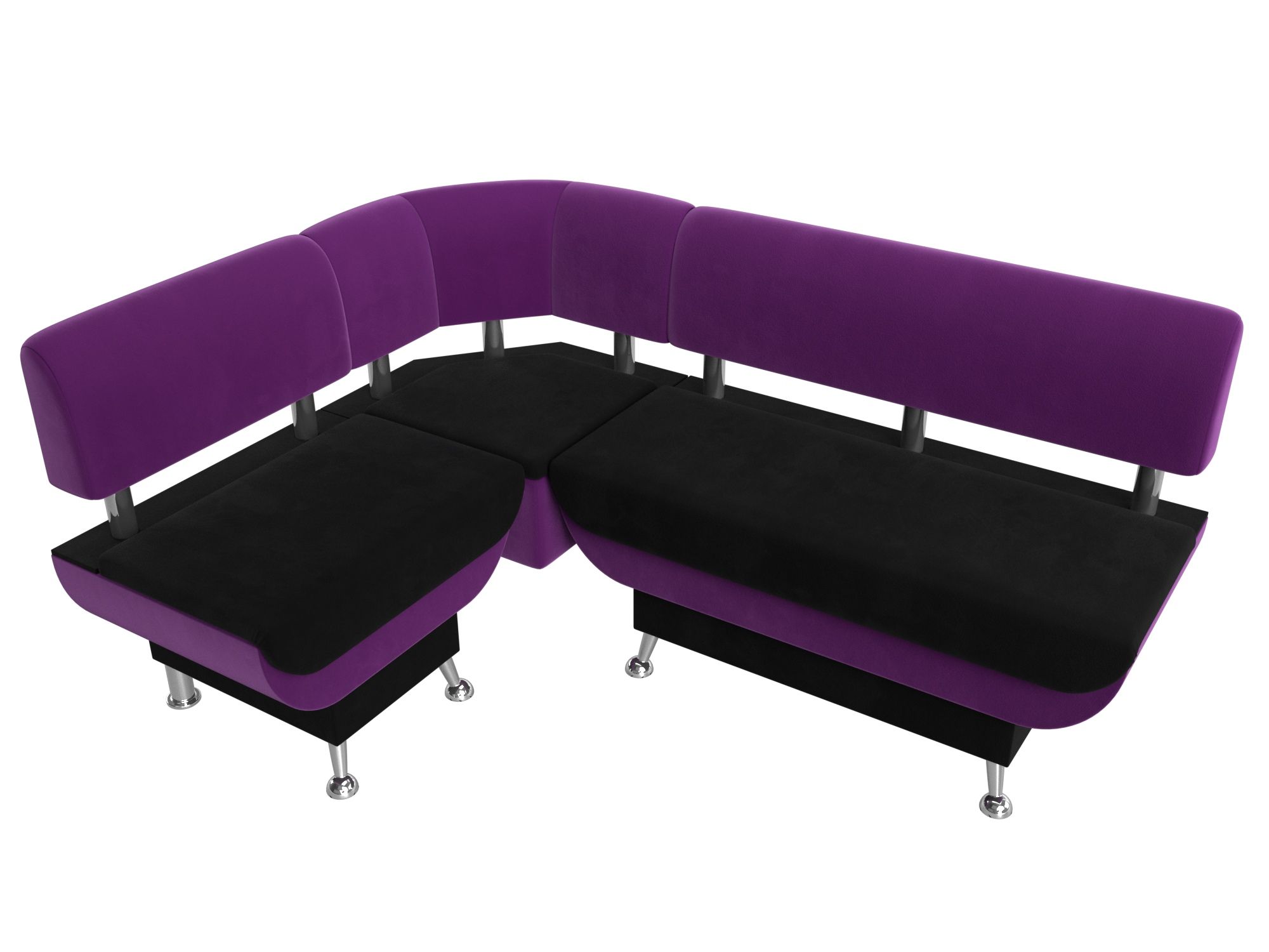 Кухонный угловой диван Альфа левый угол (Черный\Фиолетовый)