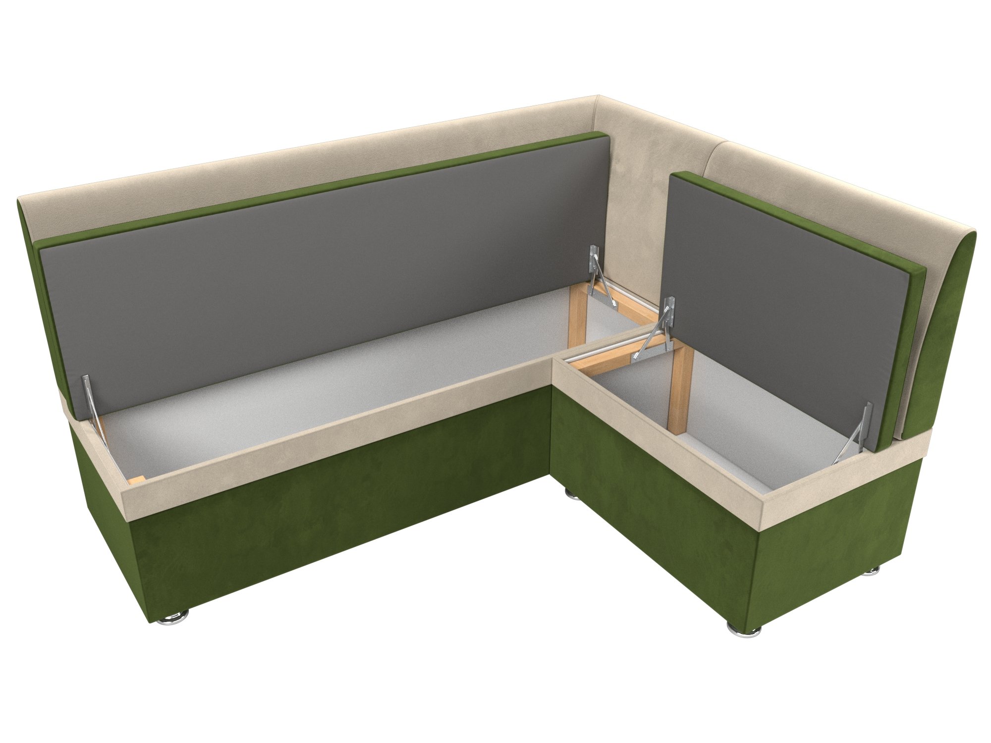 Кухонный угловой диван Уют правый угол (Зеленый\Бежевый)