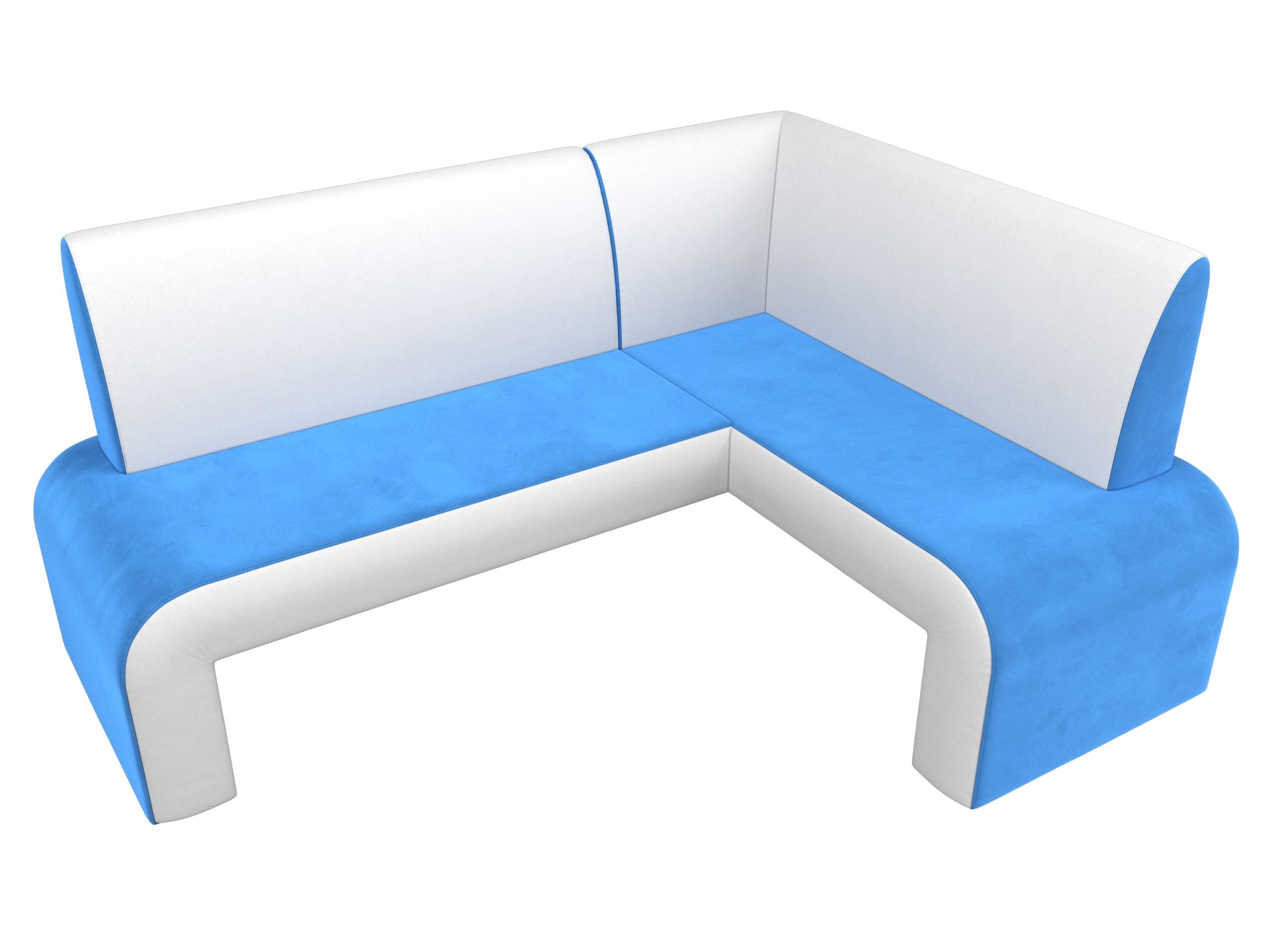 Кухонный угловой диван Кармен правый угол (Голубой\Белый)