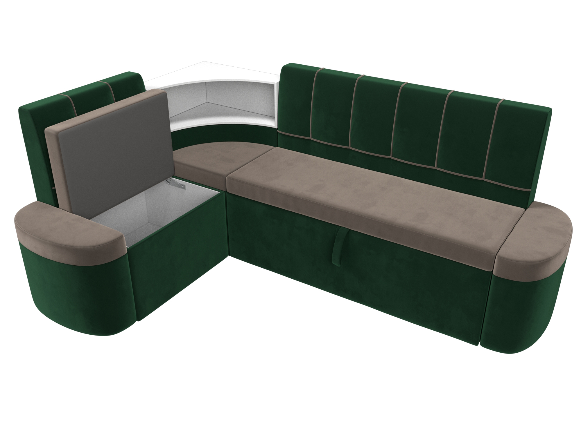 Кухонный угловой диван Тефида левый угол (Коричневый\Зеленый)