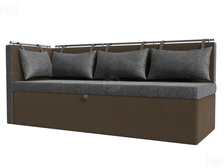 Кухонный диван Метро с углом слева (Серый\Коричневый)