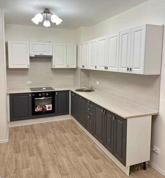 Кухонный гарнитур Ева белый софт/графит софт