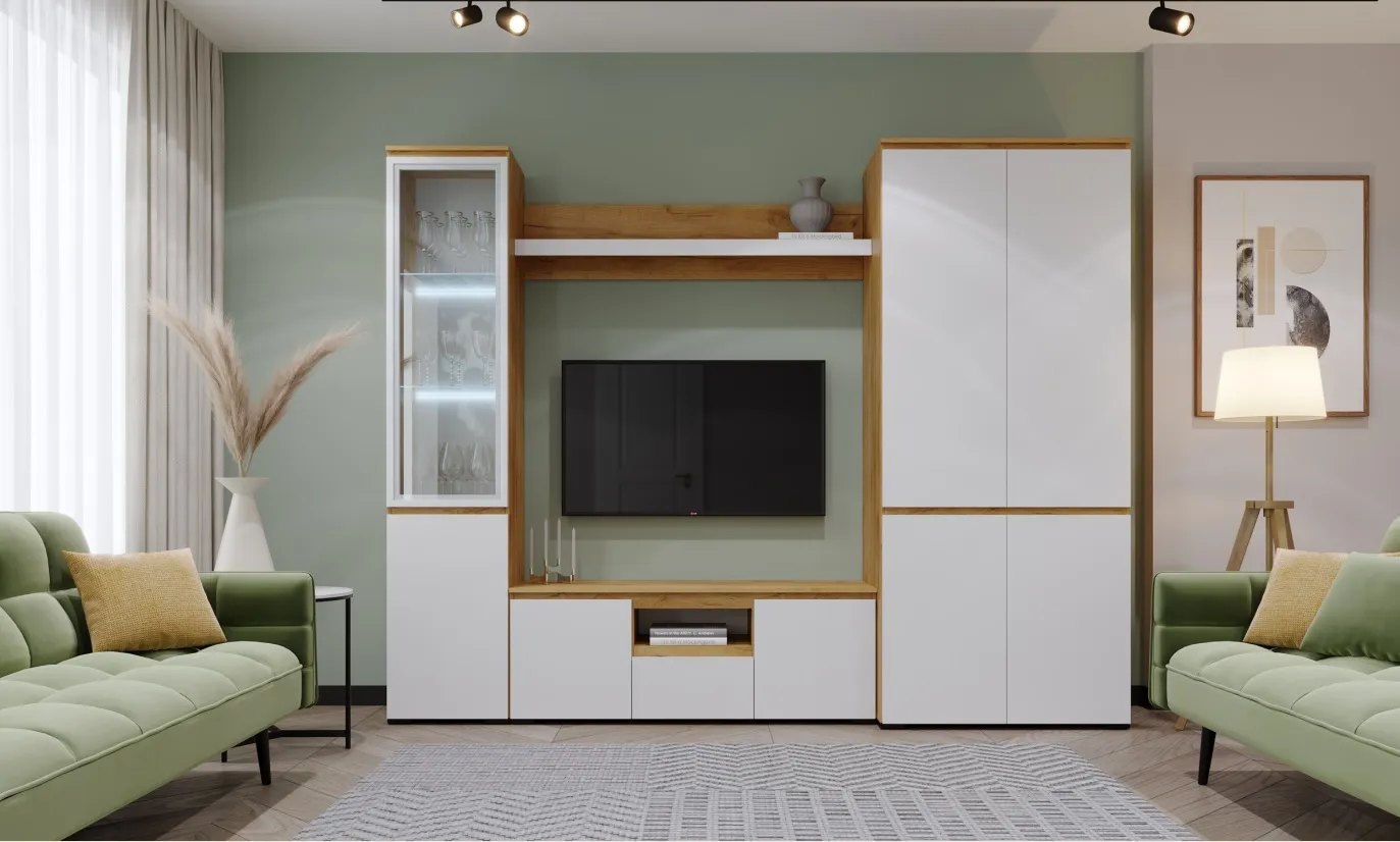 Гостиная ГРЕТТА  Дуб Крафт золотой - Белый  №8