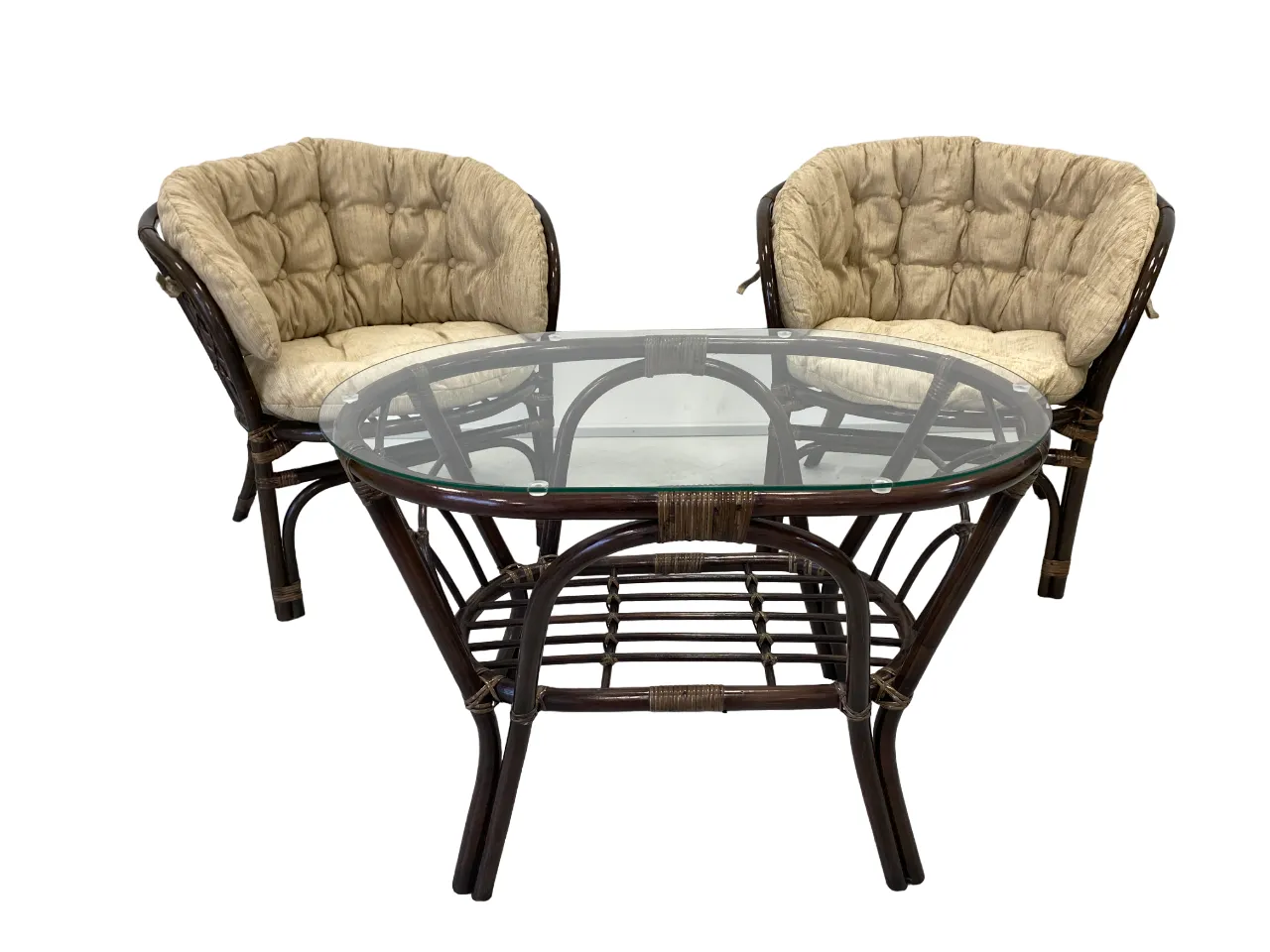 Комплект Багама Дуэт с бежевыми подушками и овальным столом