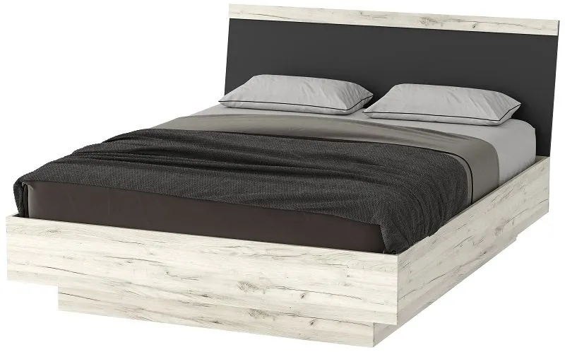 Кровать КРС-1600 СОНАТА с подъёмным механизмом Дуб Крафт белый - Антрацит