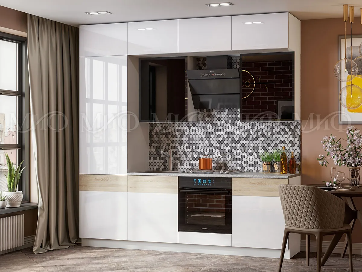 Кухня Техно-5 New (2,4) сонома/белый глянец