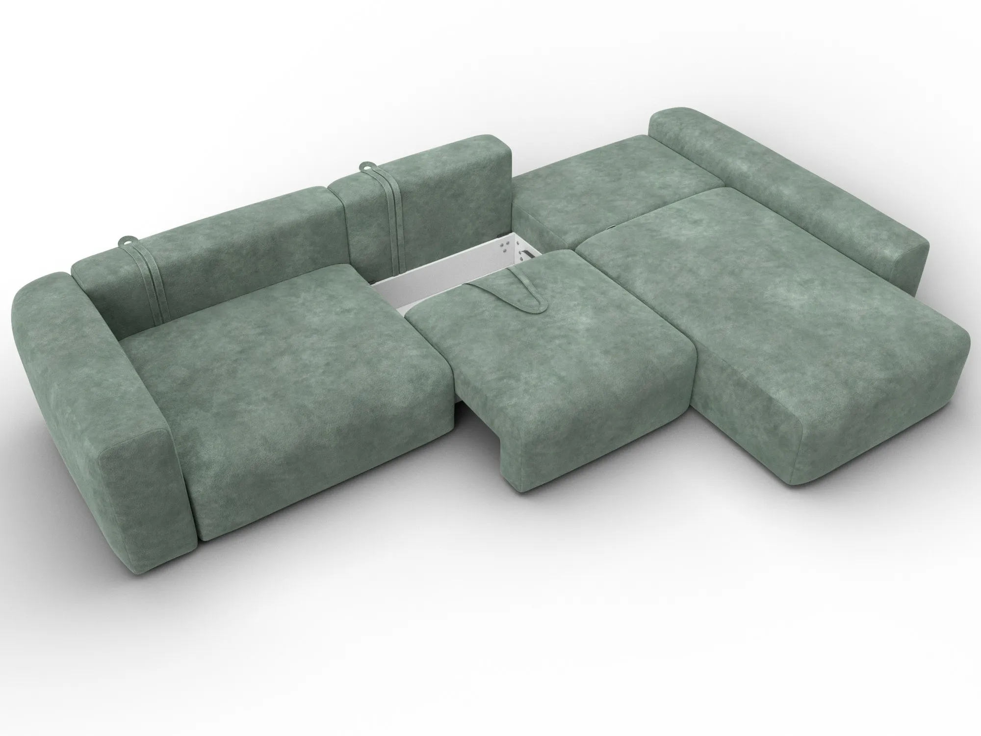 Диван угловой Лига-066 НПБ Лонг угол правый ( BRUT 08 зеленый )