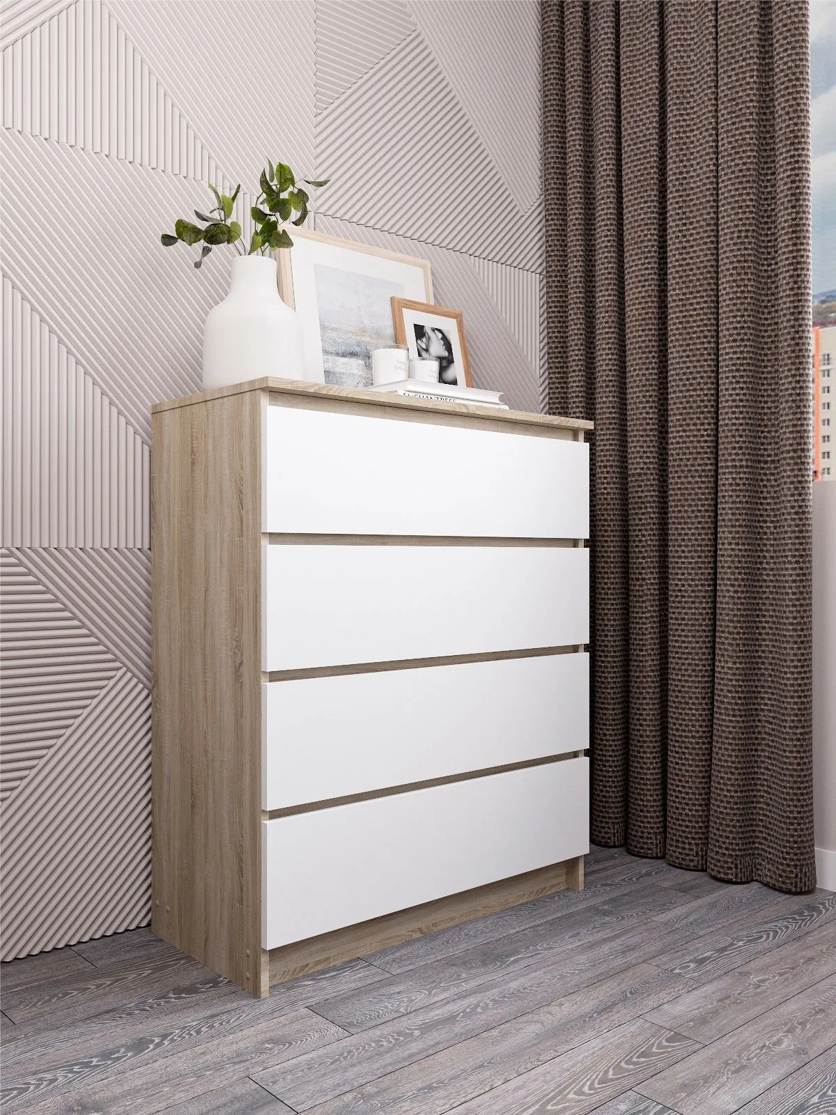 Комод Мори 800.4 сонома/белый