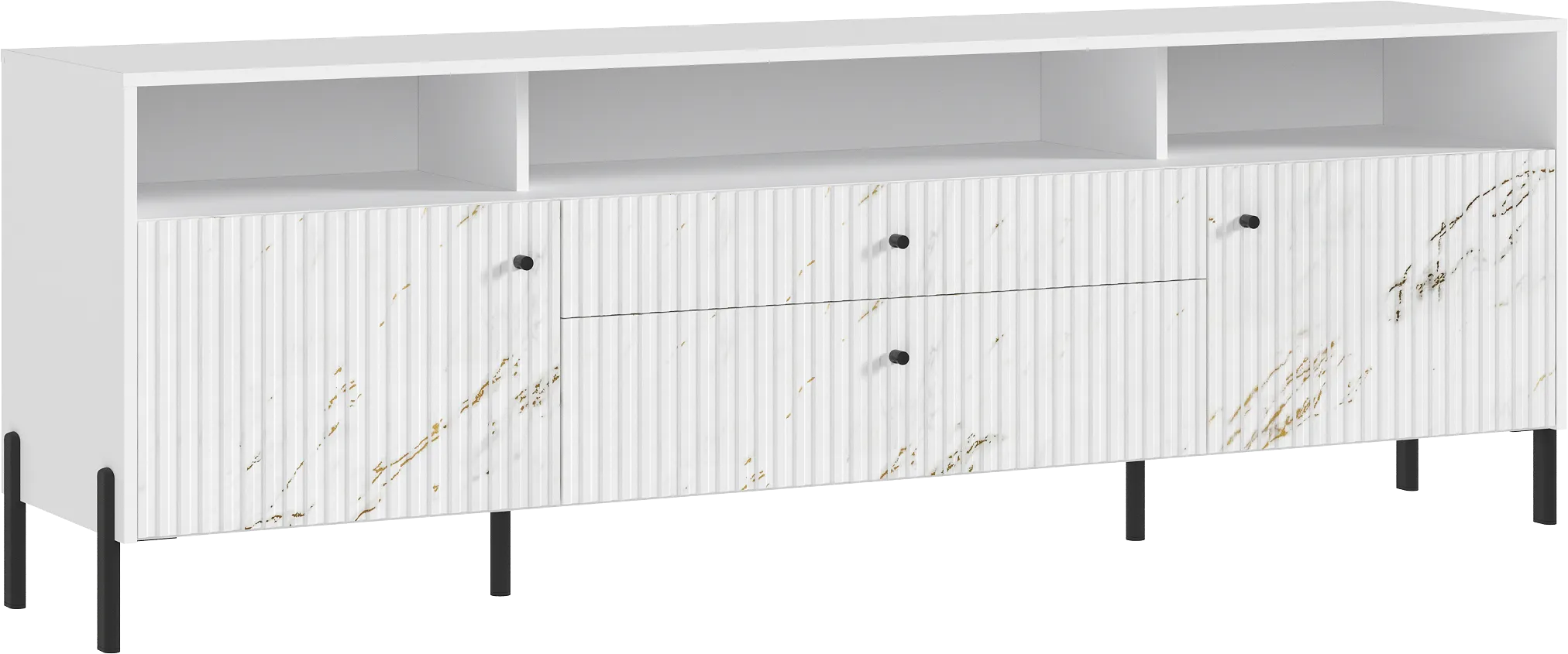 Тумба ТВ Оливия (белый /мрамор золото), ноги металл