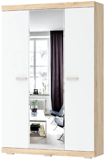 Шкаф для одежды СОНАТА ШСЗ-1300 Дуб Сонома Белый глянец