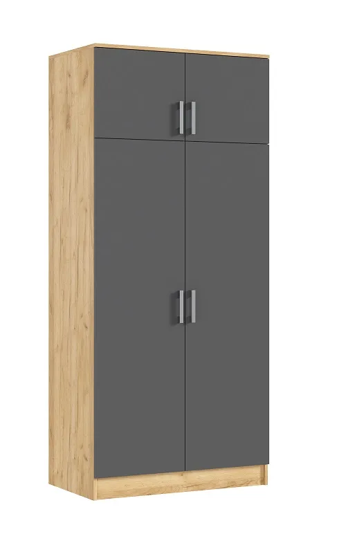 Шкаф 2-х створчатый штанга + полка (дуб крафт/графит)
