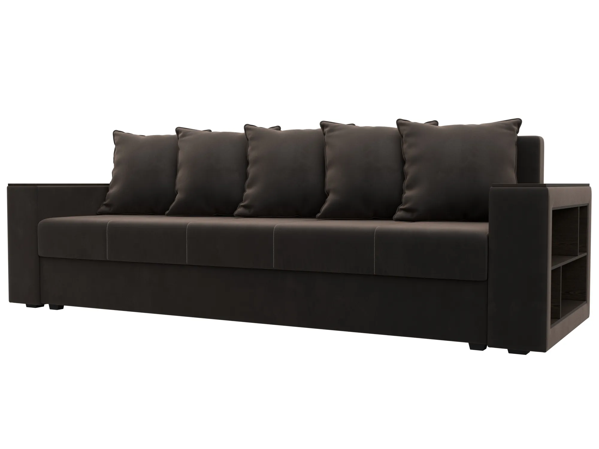 Диван прямой Дубай Лайт полки справа ( Коричневый )