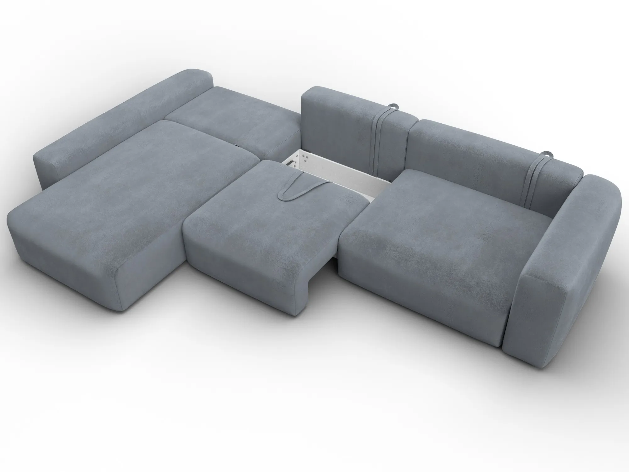 Диван угловой Лига-066 НПБ Лонг угол левый ( TOWER 10 серый )