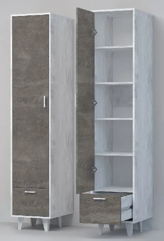 Пенал П-1 Эго на ножках Бетон Светлый/Камень Темный