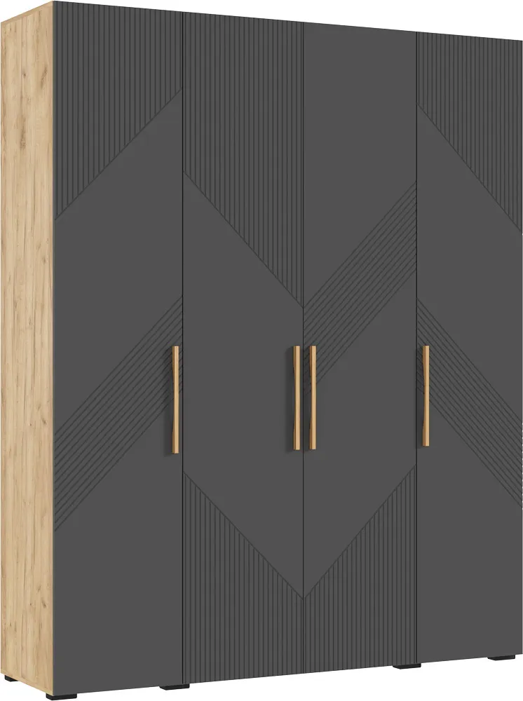 Ирис Шкаф 4-х ств.(1800) (Браш Графит, Дуб Крафт)