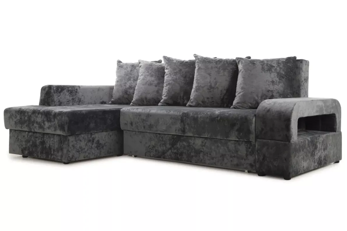 Диван угловой Марго Серый Левый Велюр