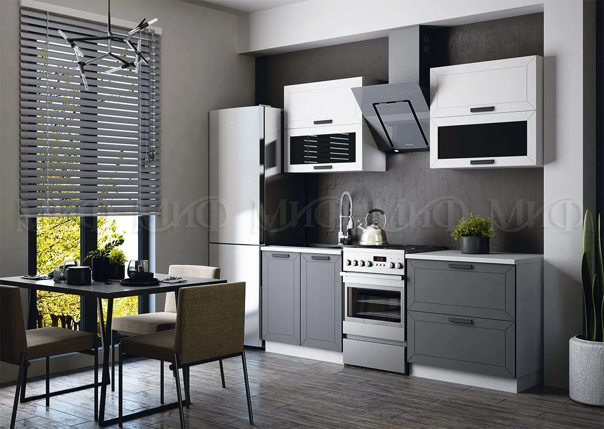 Кухня Монако 1,6 комп №2 Белый софт/Графит софт