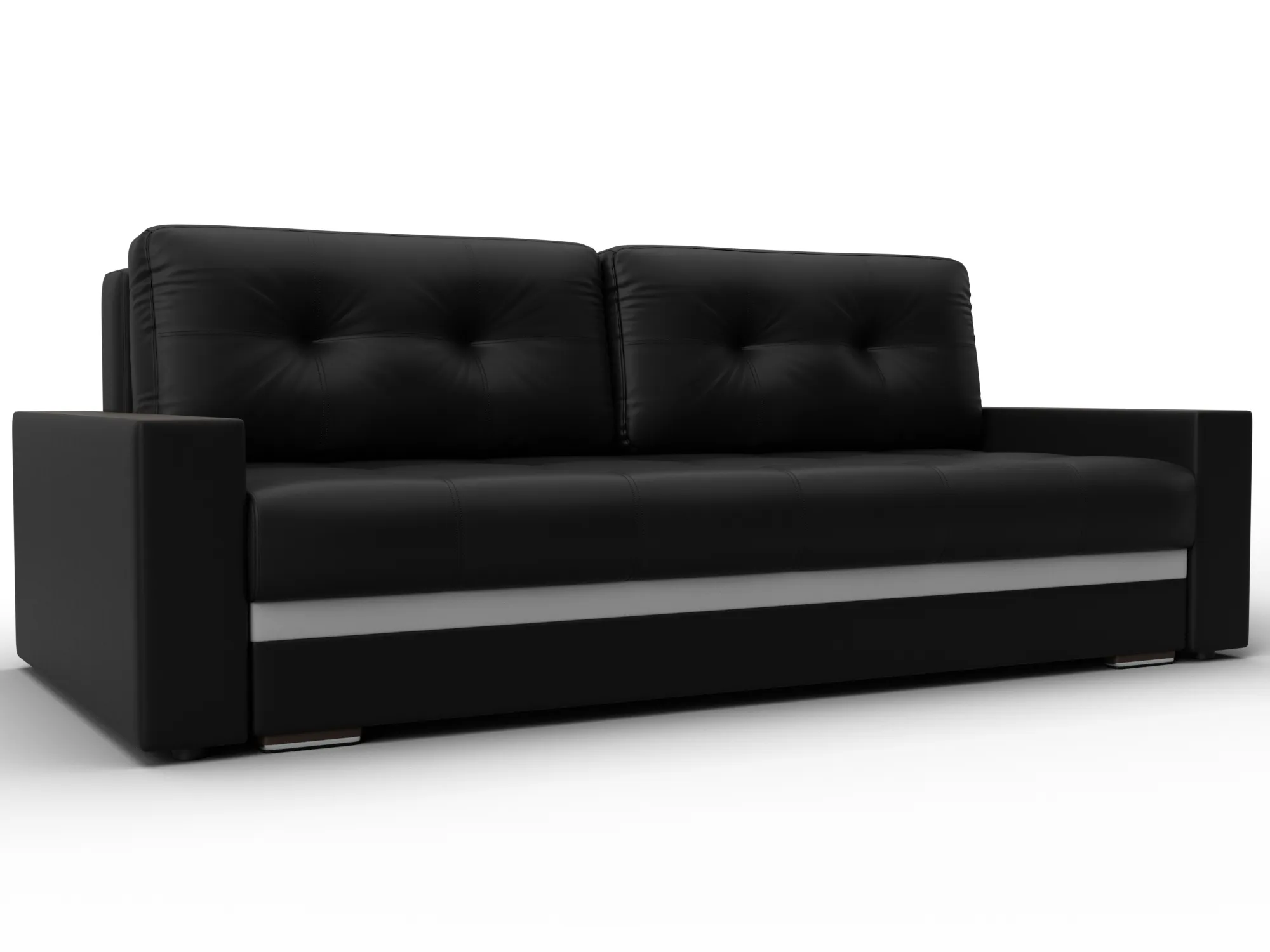 Диван прямой с декором Лига-096 НПБ ( Черный;Белый )