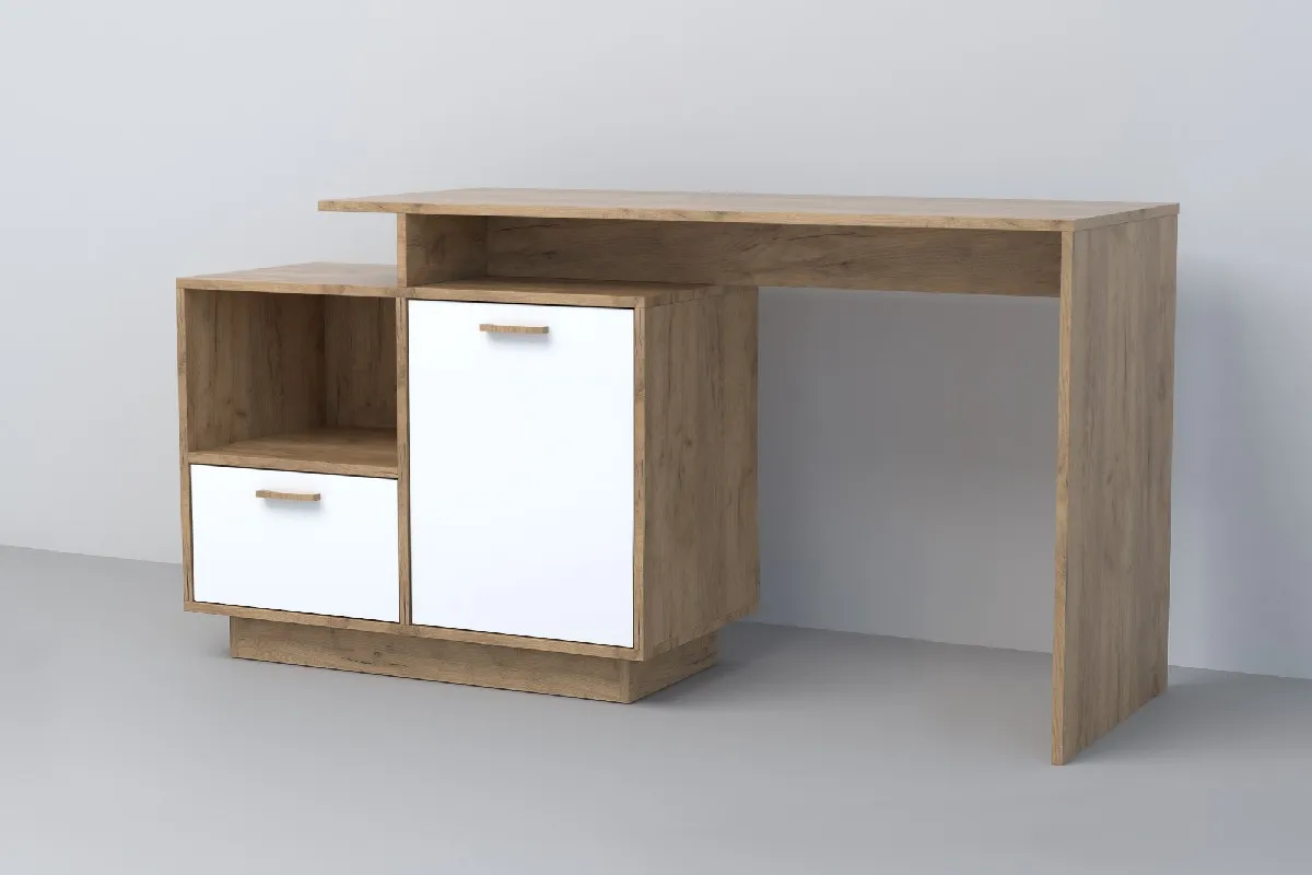 Стол Письменный СТ-2 ПД Эго  Дуб Крафт Золотой/Белый Глянец