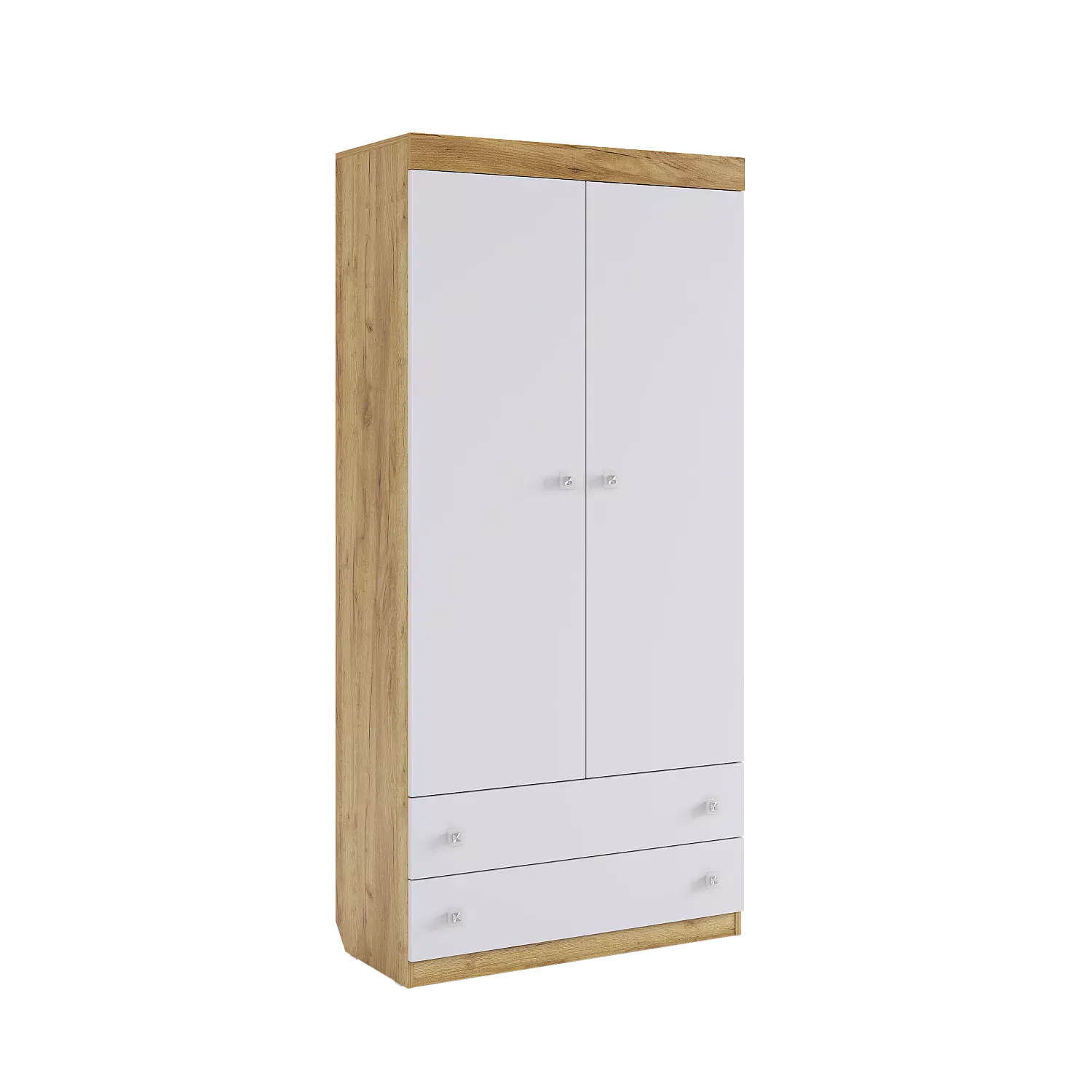 Шкаф комбинированный (с ящ. 2-створчатый) Форсаж  дуб крафт золотой/белый