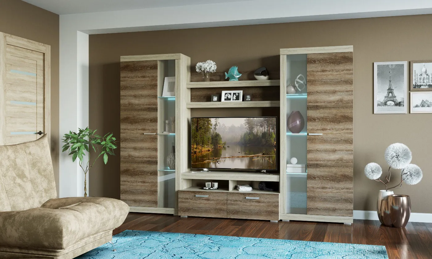 Гостиная Соната Композиция 4 Дуб Сонома - Дуб Сакраменто