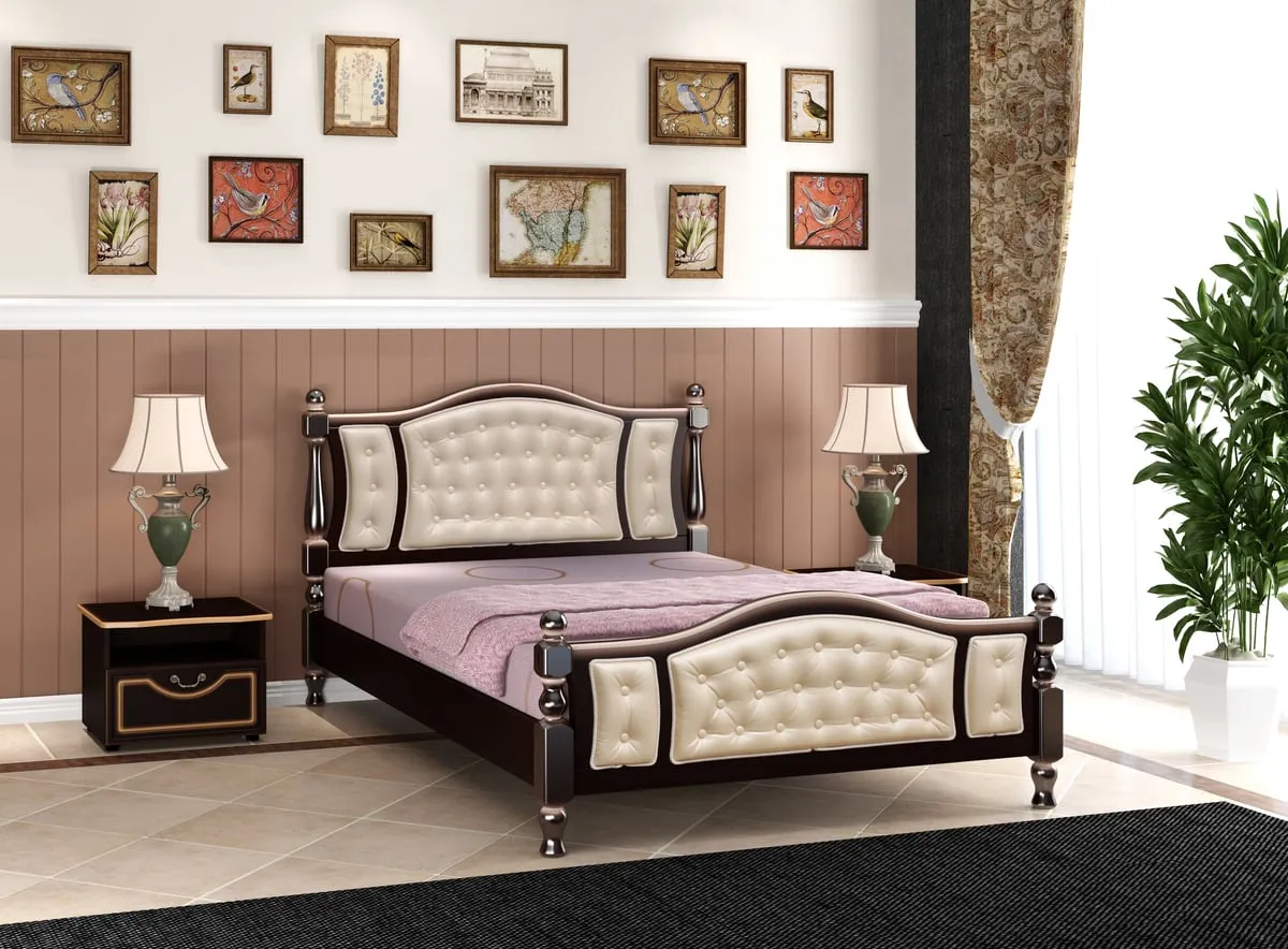 Кровать из массива Жасмин (140*200) орех темный