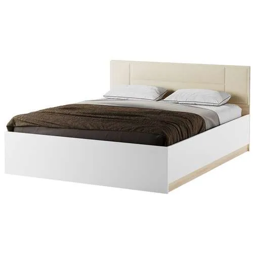 Кровать КР-1400 Беатрис с ПМ + ортопед. осн Сонома-Белый глянец