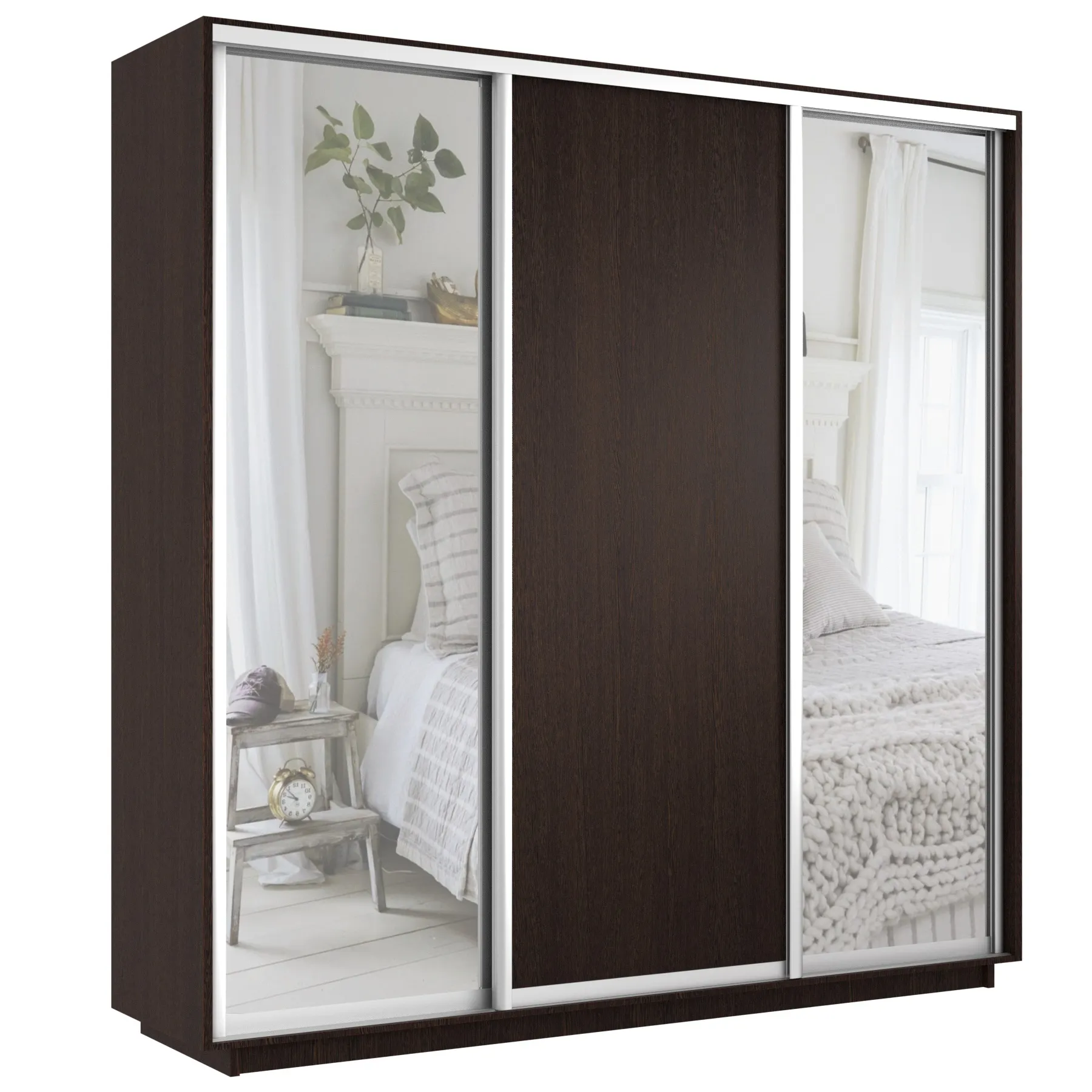 Шкаф-купе Экспресс трио (2 зеркала) 2100 Венге