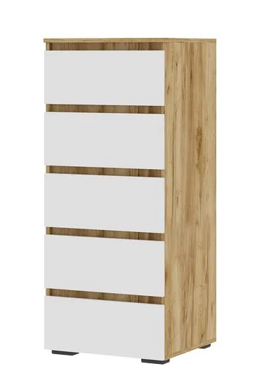 Комод Хелен КМ 03 502 5 ящиков дуб крафт золото - белый