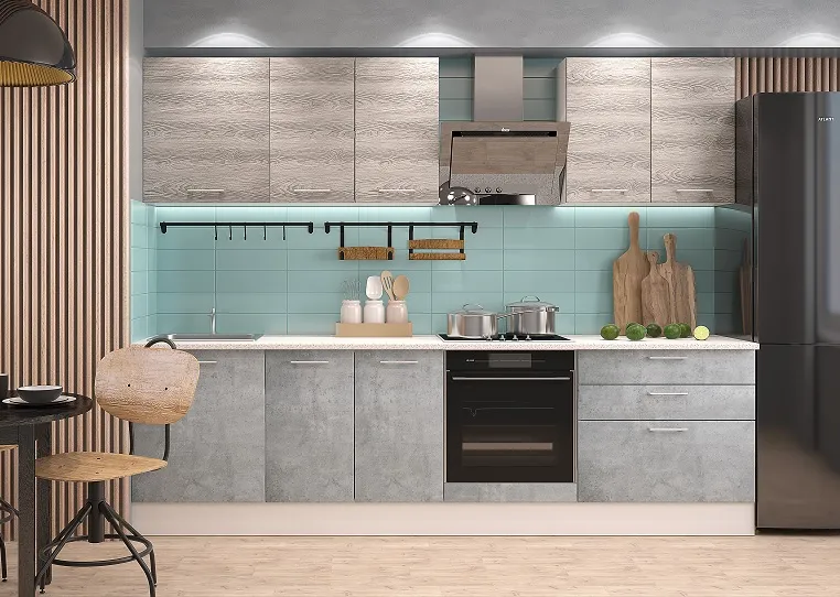 Кухня Оптима МДФ 2,8 Ясень рикон/Камень Оленна