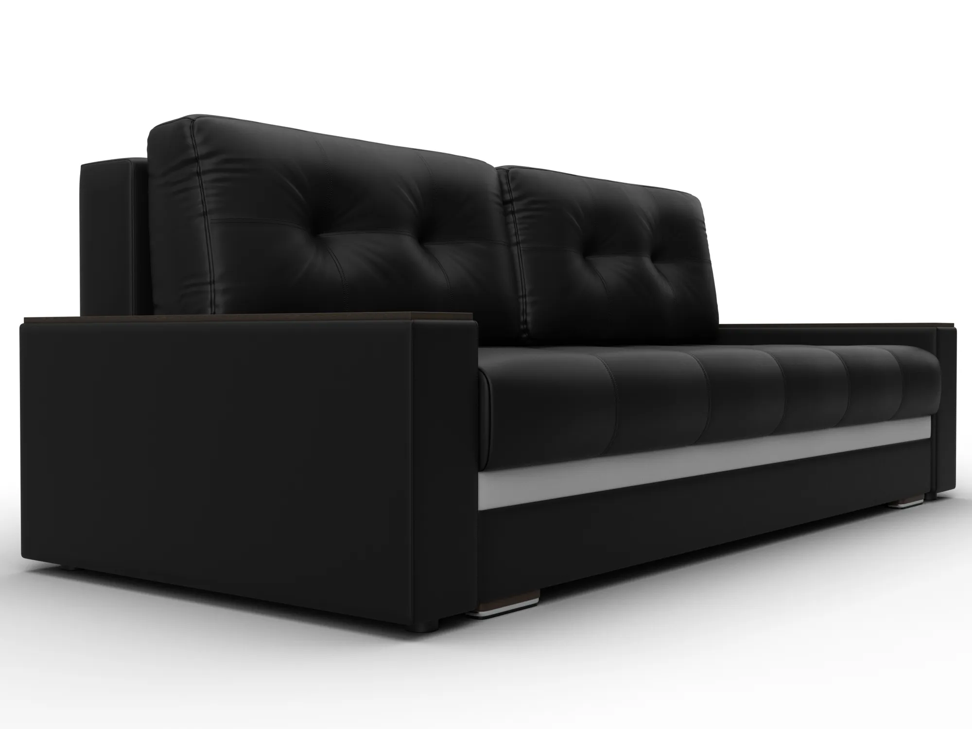 Диван прямой с декором Лига-096 НПБ ( Черный;Белый )