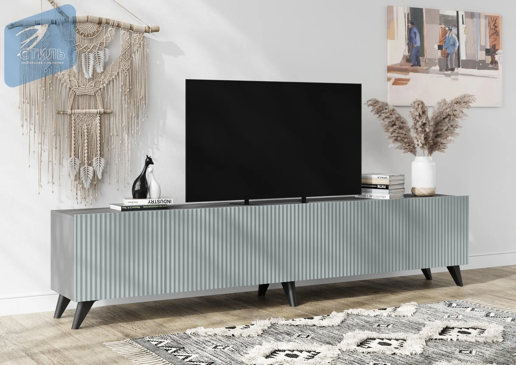 Тумба ТВ Сканди на ножках (серый)