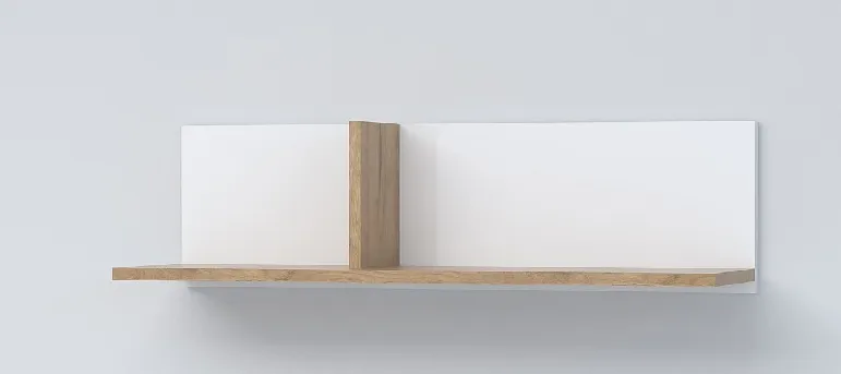 Полка ПЛ-1 Эго Дуб Крафт Золотой/Белый Глянец