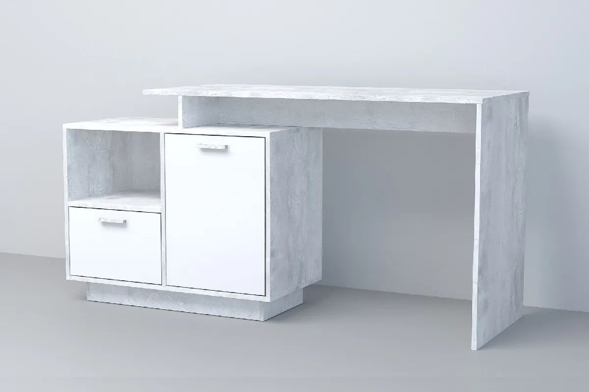 Стол Письменный СТ-2 ПД Эго Бетон Светлый/Белый Глянец