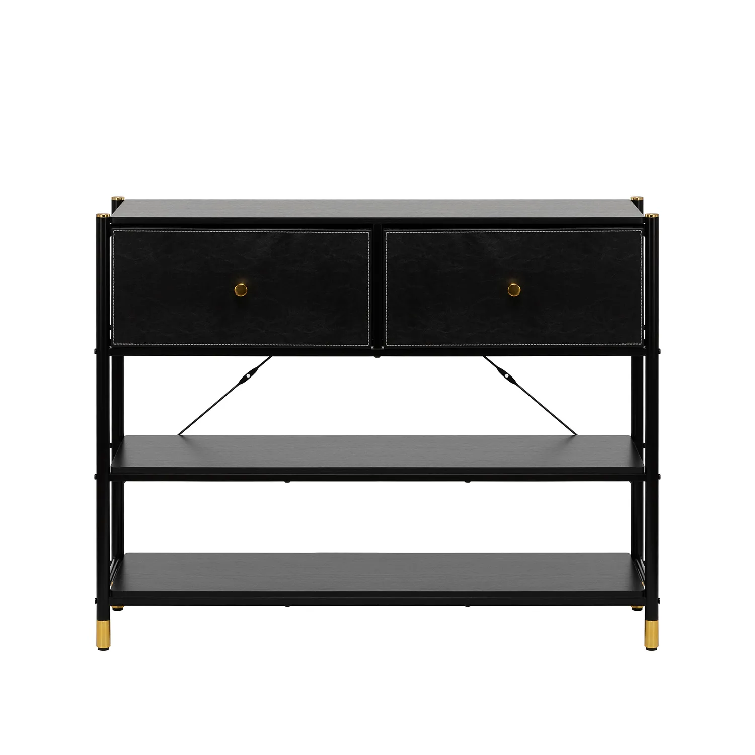 Комод Leset Нирита/Хайди с полками 2 ящика (Чёрный/Чёрный/Чёрный)