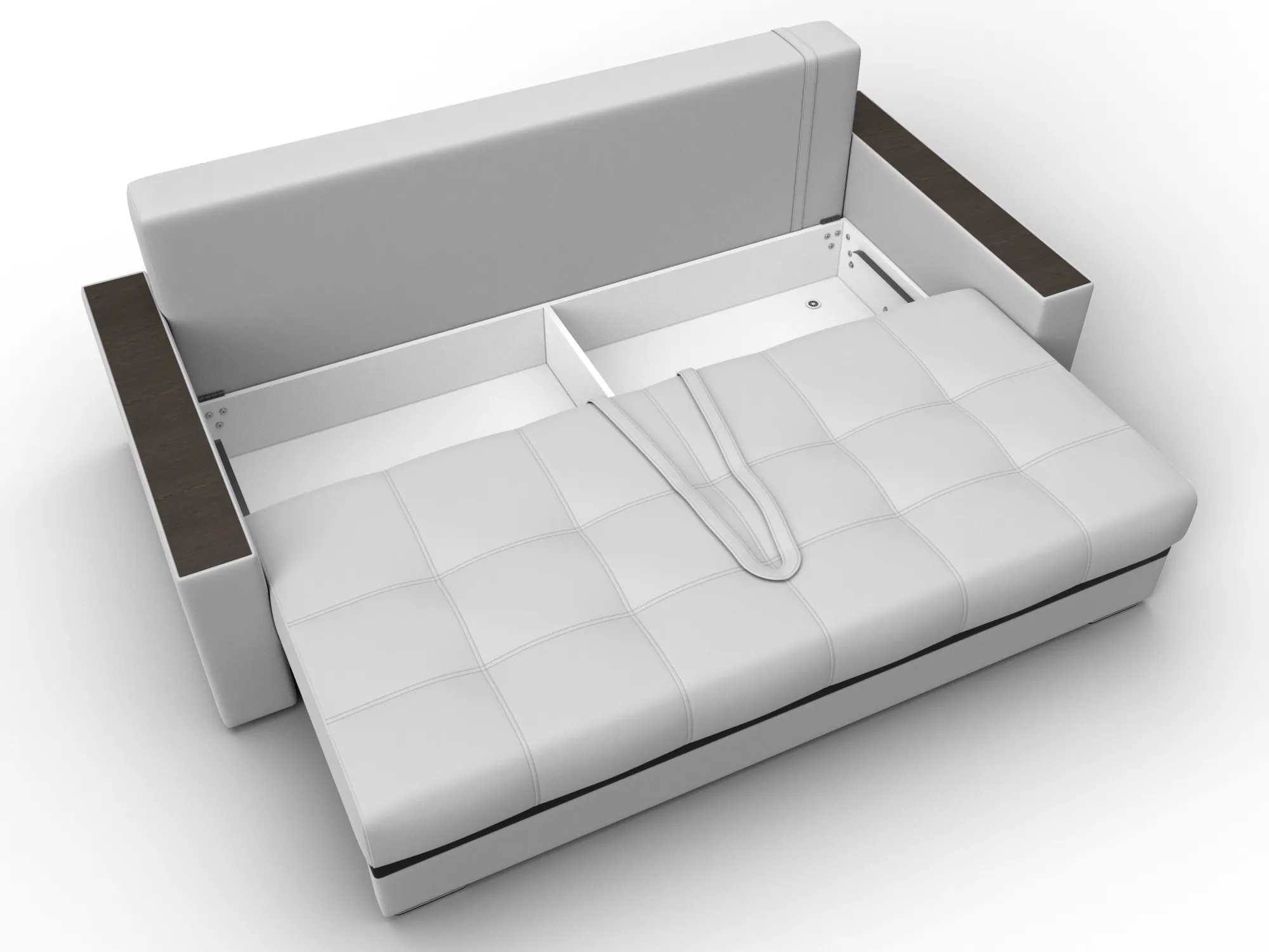 Диван прямой с декором Лига-096 НПБ ( Белый;Черный )