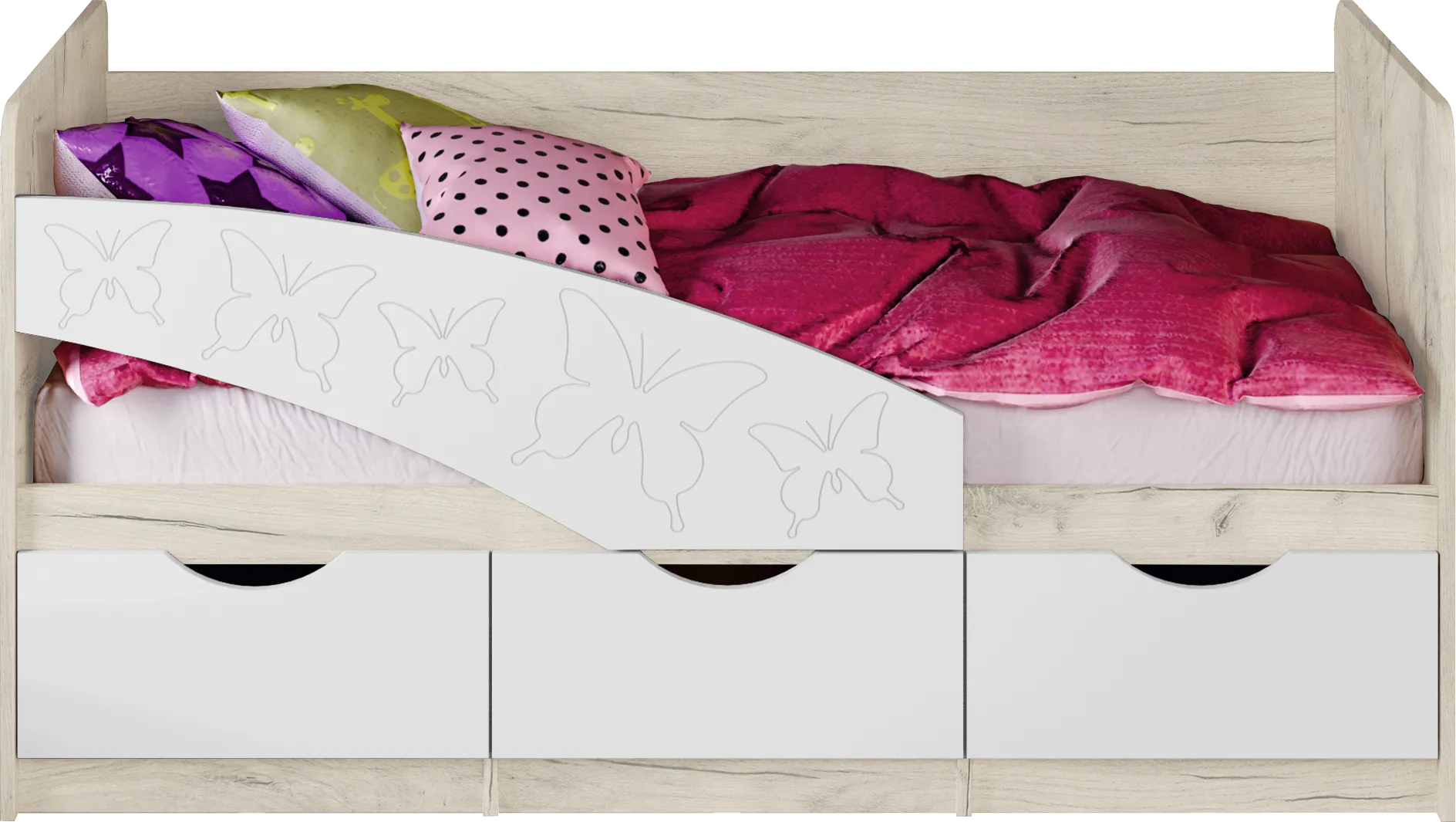 Кровать Бабочки 1,6 МДФ шарли белый